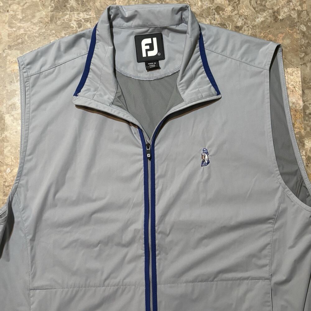 Footjoy Windbreaker Vest Mens Large Grey Full Zip Sleeveless Gilet Indian Head
